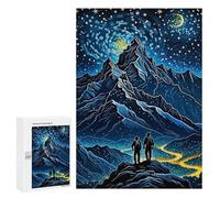 Puzzle pour Adultes 300 PCS Mountain Climber Starry Night Puzzles pour Adolescents Jeu Manuel Décoration Intérieure Jeu Stimulant Cadeaux 300 PCS