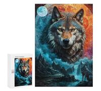 Puzzle pour Adultes 300 PCS Mystical Moon Lone Wolf Puzzle pour Adultes, Jeu Familial, Découpe De Précision, Cadeaux Uniques pour Anniversaires Et Noël 300 PCS