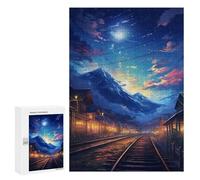 Puzzle pour Adultes 300 PCS Night Train to Dreamscape Puzzles pour Adultes Cadeau d'anniversaire Jeu D'interaction Parent-Enfant Jeu Intellectuel 300 PCS