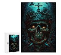 Puzzle pour Adultes 300 PCS Pirate Skull Artwork Casse-tête pour Adolescents, Jeu De Réflexion, Course De Vitesse, Cadeaux d'anniversaire Et Originaux 300 PCS