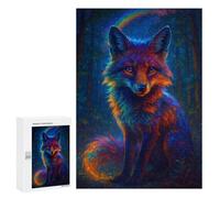 Puzzle pour Adultes 300 PCS Rainbow Fox in Enchanted Forest Puzzles pour Adultes Jeu Manuel pour Améliorer La Mémoire Cadeaux Uniques pour Un Anniversaire Et Noël 300 PCS