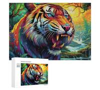 Puzzle pour Adultes 300 PCS Rainbow Tiger in The Jungle Puzzles pour Adolescents, Jouet, Décoration Murale, Motif À Assembler, Interaction Parent-Enfant 300 PCS
