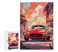 Puzzle pour Adultes 300 PCS Red Classic Car Sunset Puzzles pour Adolescents Jeu Manuel Décoration Intérieure Jeu Stimulant Cadeaux 300 PCS