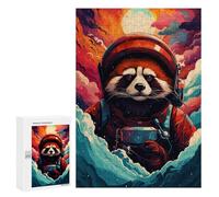 Puzzle pour Adultes 300 PCS Red Panda Astronaut in Space Puzzles pour Adultes Course De Vitesse Manuelle Activité Parent-Enfant, pour Toute La Famille 300 PCS