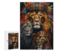 Puzzle pour Adultes 300 PCS Royal Lion King Art Print Puzzles pour Adolescents Découpe De Précision pour Anniversaire, Noël Jouet Jeu Intellectuel 300 PCS
