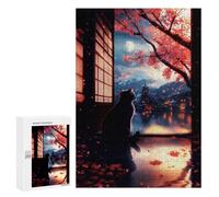 Puzzle pour Adultes 300 PCS Serene Cute Cat Scenery Puzzle pour Adultes Jeux Relaxants pour S'amuser en Famille Jeu Stimulant Cadeaux 300 PCS