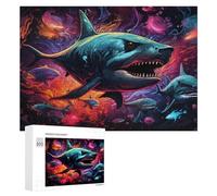 Puzzle pour Adultes 300 PCS Shark Fantasy A Whimsical Underwater Adventure Casse-tête pour Adolescents, Jeu De Réflexion, Course De Vitesse, Cadeaux d'anniversaire Et Originaux 300 PCS