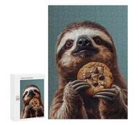 Puzzle pour Adultes 300 PCS Sloth Eating Cookie Puzzles pour Adolescents Jeux De Société Difficile Difficile Est Idéal comme Cadeau 300 PCS