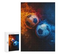 Puzzle pour Adultes 300 PCS Soccer Ball Fire Effect Puzzles pour Adultes Course De Vitesse Manuelle Activité Parent-Enfant, pour Toute La Famille 300 PCS
