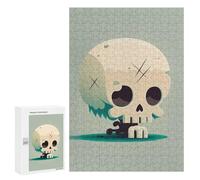 Puzzle pour Adultes 300 PCS Spooky Skull Illustration Puzzle pour Adultes, Jeu De Réflexion, Décoration Murale, Idéal comme Cadeau 300 PCS