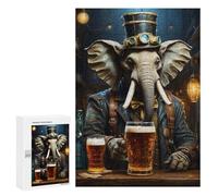 Puzzle pour Adultes 300 PCS Steampunk Beer Elephant 2 Puzzle pour Adultes, Jeu De Réflexion, Décoration Murale, Idéal comme Cadeau 300 PCS