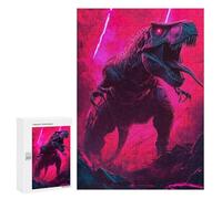 Puzzle pour Adultes 300 PCS T-Rex Neon Art Puzzle pour Adultes, Jeu De Réflexion, Découpe De Précision, Cadeaux Uniques pour Anniversaire Et Noël 300 PCS