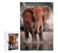 Puzzle pour Adultes 300 PCS The Lonely Elephant Puzzles pour Adolescents Jeu Manuel Décoration Intérieure Jeu Stimulant Cadeaux 300 PCS