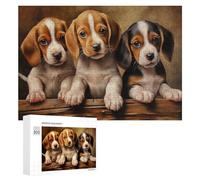 Puzzle pour Adultes 300 PCS Three Beagle Puppies Puzzle Casse-tête Amusant Et Humoristique, Idéal comme Cadeau 300 PCS