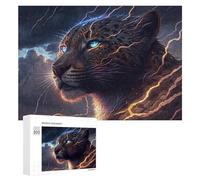 Puzzle pour Adultes 300 PCS Thunderous Leopard Wild Power Unleashed Puzzle pour Adultes, Jeu Familial, Décoration Intérieure, Cadeaux Uniques pour Anniversaire Et Noël 300 PCS