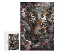 Puzzle pour Adultes 300 PCS Tiger Amidst Flowers Casse-tête pour Adolescents, Jeu De Réflexion, Course De Vitesse, Cadeaux d'anniversaire Et Originaux 300 PCS