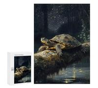 Puzzle pour Adultes 300 PCS Turtle on A Mossy Log at Night Puzzle pour Adultes, Jeu De Réflexion, Décoration Murale, Idéal comme Cadeau 300 PCS