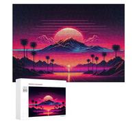 Puzzle pour Adultes 300 PCS Vibrant Retro Sunset Landscape -3 Puzzles pour Adolescents, Jouet, Décoration Murale, Motif À Assembler, Interaction Parent-Enfant 300 PCS