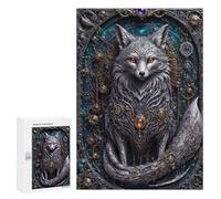 Puzzle pour Adultes 300 PCS White Steampunk Fox Puzzle pour Adultes, Jeu De Réflexion, Décoration Murale, Idéal comme Cadeau 300 PCS
