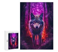 Puzzle pour Adultes 300 PCS Wolf Dark Forest Puzzles pour Adolescents Jeux Relaxants Cadeaux pour Femmes Cadeaux Uniques pour Anniversaire Et Noël 300 PCS