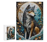 Puzzle pour Adultes 300 PCS Wolf Gold Kintsugi Puzzles pour Adolescents Jeu Manuel Décoration Intérieure Jeu Stimulant Cadeaux 300 PCS