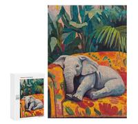 Puzzle pour adultes 300 pièces Éléphant Napping sur un canapé Puzzle anti-stress pour adultes, analyse et logique, cadeau d'anniversaire, idée cadeau, 300 pièces