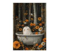 Puzzle pour Adultes 38x26cm/1000pcs Boho Ghost Bathtube Forest Puzzle pour Adultes - Jeux Relaxants, Décoration Murale, Activités Amusantes À La Maison, 38x26cm/1000pcs