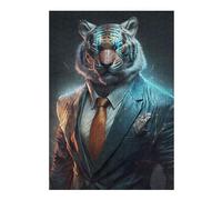 Puzzle pour Adultes 38x26cm/1000pcs CEO Tiger in Suit Puzzles pour Adultes, Jeu De Réflexion, Cadeau d'anniversaire, Cadeaux Uniques 38x26cm/1000pcs
