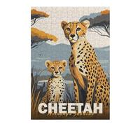 Puzzle pour Adultes 38x26cm/1000pcs Cheetah Mother and Cub Puzzles pour Adultes Jeu Manuel Découpe De Précision Cadeaux Uniques pour Anniversaire Et Noël 38x26cm/1000pcs