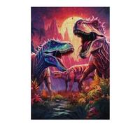 Puzzle Pour Adultes 38x26cm/1000pcs Dinosaur Duel Under The Moonlit Sky Puzzle Pour Adultes - Jouets À Monter Soi-même - Cadeaux Pour Femmes - Cadeaux Uniques Pour Anniversaire Et Noël 38x26cm/1000pcs