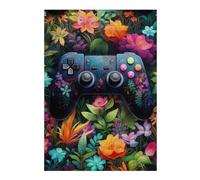 Puzzle pour Adultes 38x26cm/1000pcs Floral Gaming Controller Artwork -2 Puzzles pour Adultes Jeux Relaxants Cadeaux pour Femmes Est Idéal comme Cadeau 38x26cm/1000pcs