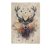 Puzzle pour Adultes 38x26cm/1000pcs Geometric Deer Portrait with Abstract Patterns Puzzle pour Adultes Jeu Manuel Une Œuvre d'art Cadeaux Uniques pour Anniversaire Et Noël 38x26cm/1000pcs