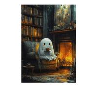 Puzzle pour Adultes 38x26cm/1000pcs Ghostly Cozy Fireplace Puzzle pour Adultes Jeux Relaxants Décoration Intérieure Difficile Et Stimulant 38x26cm/1000pcs
