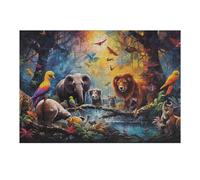 Puzzle pour Adultes 38x26cm/1000pcs Jungle Symphony A Vibrant Wildlife Gathering Puzzle pour Adultes Jeux Relaxants, Amusants Et Humoristiques Interaction Parent-Enfant 38x26cm/1000pcs