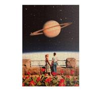 Puzzle pour Adultes 38x26cm/1000pcs Love Under Saturn's Rings Casse-tête pour Adultes, Jeu De Réflexion, Décoration Intérieure, Cadeaux Uniques d'anniversaire Et De Noël 38x26cm/1000pcs
