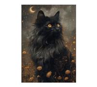 Puzzle pour Adultes 38x26cm/1000pcs Mystic Black Cat and Moon Puzzles pour Adultes, Jouets Anti-Stress, Améliorent La Mémoire, Activités Amusantes À La Maison, 38x26cm/1000pcs