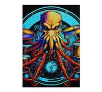 Puzzle pour Adultes 38x26cm/1000pcs Octopus Drummer Cosmic Rhythm Master Puzzles pour Adolescents Jeux Familiaux Analyse Et Logique Interaction Parent-Enfant 38x26cm/1000pcs