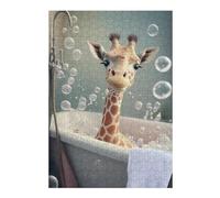 Puzzle pour Adultes 38x26cm/1000pcs Pièces Puzzle Giraffe Bath Time Fun Puzzles pour Adultes - Décoration Murale - Difficile Et Stimulant À Compléter 38x26cm/1000pcs