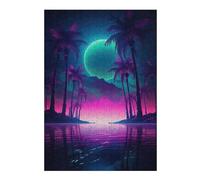 Puzzle pour Adultes 38x26cm/1000pcs Retro Synthwave Oasis Puzzles pour Adultes Jeux Relaxants Qui Améliorent La Mémoire Cadeaux Uniques pour Un Anniversaire Et Noël 38x26cm/1000pcs