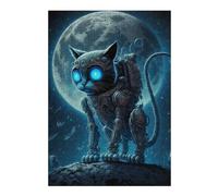 Puzzle pour Adultes 38x26cm/1000pcs Steampunk Cat Moon Puzzle Jeux De Détente Décoration Intérieure Cadeaux Uniques pour Anniversaire Et Noël 38x26cm/1000pcs