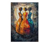 Puzzle pour Adultes 38x26cm/1000pcs The Three Graces Stained Glass Mosaic Artwork Puzzles pour Adultes Jeux De Famille Décoration Parfaite Idéal comme Cadeau 38x26cm/1000pcs