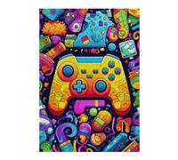 Puzzle pour Adultes 38x26cm/1000pcs Vibrant Gaming Controller Illustration -2 Puzzles pour Adolescents Jeux Familiaux Analyse Et Logique Interaction Parent-Enfant 38x26cm/1000pcs
