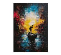 Puzzle pour Adultes 38x26cm/1000pcs Voyage Into Light - Expressionist Abstract River Journey Puzzles pour Adultes Jeu Familial Difficile Jeu Stimulant Cadeaux 38x26cm/1000pcs