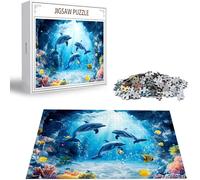 Puzzle pour Adultes 4000 Pièces, Dauphin Puzzle Adulte 4000 Pièces Lettres à l'arrière, Pas de poussière, Jeu éducatif défi Joue Art Puzzles Classiques Monde sous-Marin, Noël Cadeau 141x87cm H-5254