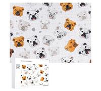 Puzzle pour Adultes 500 PCS Adorable Bulldog Faces Collection Casse-tête pour Adolescents, Jeu De Réflexion, Course De Vitesse, Cadeaux d'anniversaire Et Originaux 500 PCS