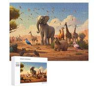 Puzzle pour Adultes 500 PCS African Safari Gathering Casse-tête pour Adolescents, Jeu De Réflexion, Course De Vitesse, Cadeaux d'anniversaire Et Originaux 500 PCS