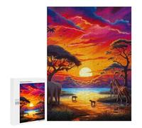Puzzle pour Adultes 500 PCS African Sunset Majesty Puzzles pour Adolescents, Jouet, Décoration Murale, Motif À Assembler, Interaction Parent-Enfant 500 PCS