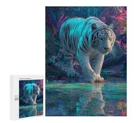 Puzzle pour Adultes 500 PCS Amazon Jungle White Tiger Puzzles pour Adultes Course De Vitesse Manuelle Activité Parent-Enfant, pour Toute La Famille 500 PCS