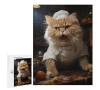 Puzzle pour Adultes 500 PCS Angry Chef Cat Cooking Puzzle pour Adultes - Jouet Anti-Stress - Décoration Intérieure - Cadeaux Uniques pour Anniversaire Et Noël 500 PCS