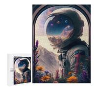 Puzzle pour Adultes 500 PCS Astronaut and Flowers Wind Puzzle pour Adultes, Jeu De Réflexion, Décoration Murale, Idéal comme Cadeau 500 PCS